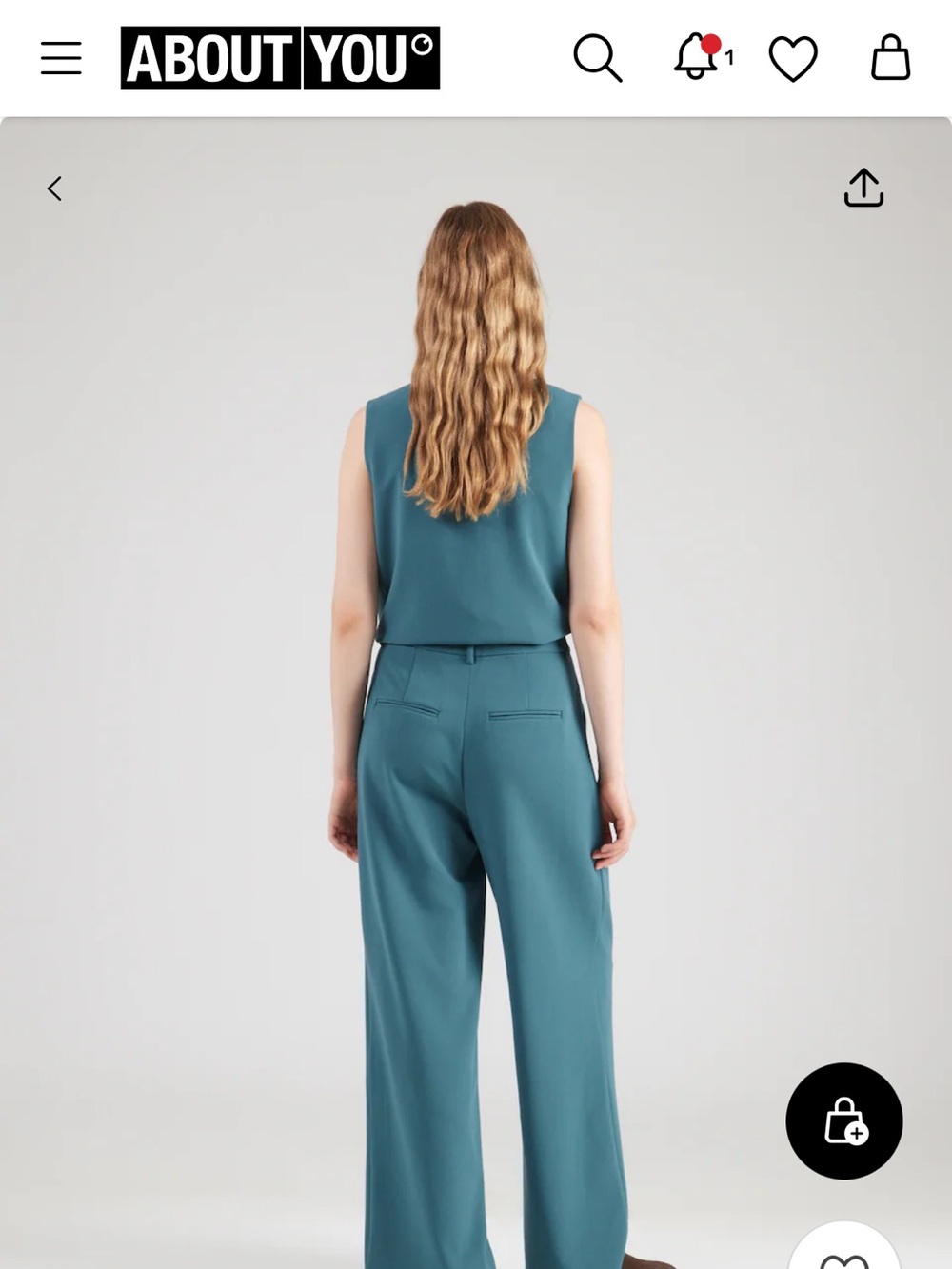 High-Waist Wide-Leg Trousers in Teal - Picture 4 of 11